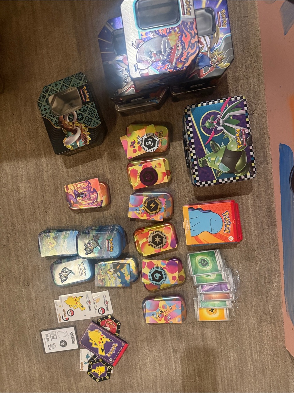Set of empty pokemon tins no packs